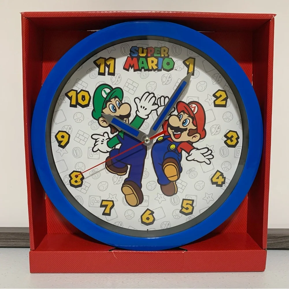 Nintendo Super Mario Bros. Luigi & Mario Analog Wall Clock-NIB